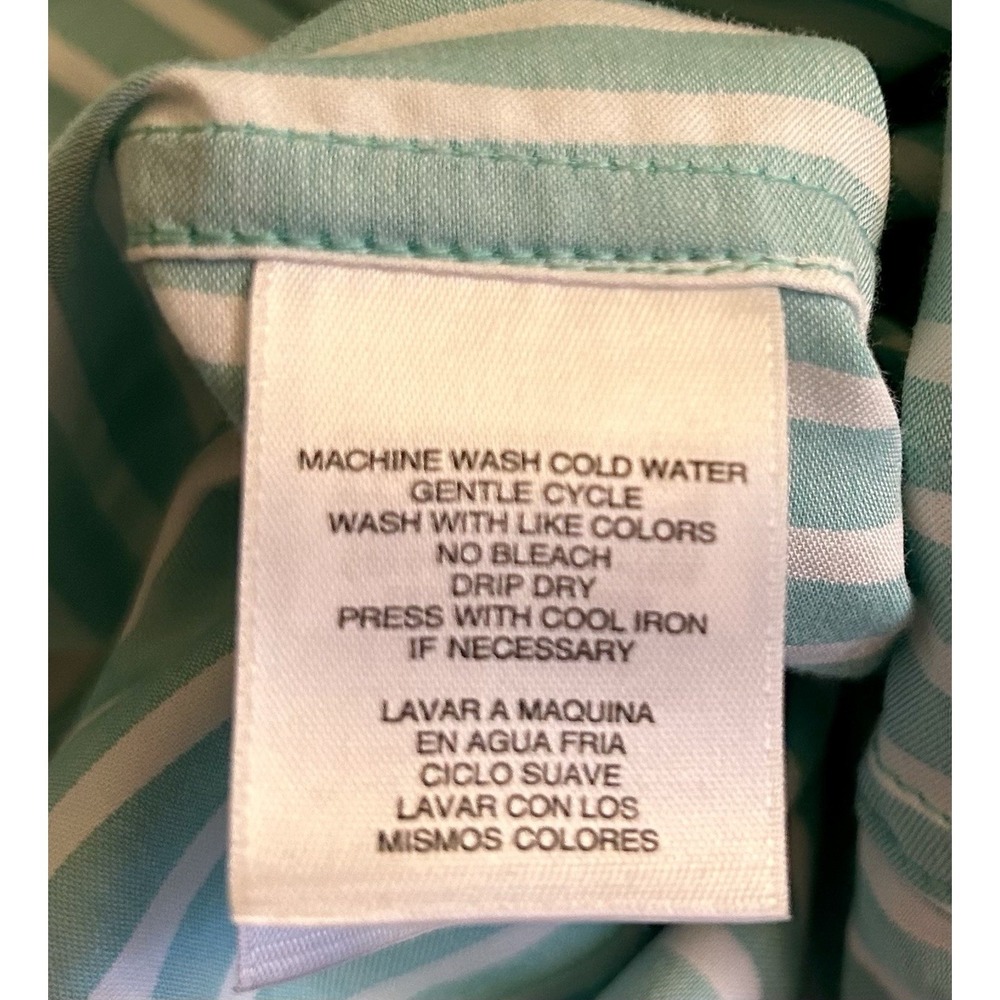 Jones New York Signature NWT Seafoam Green White Striped Button Shirt Medium M - Picture 10 of 11